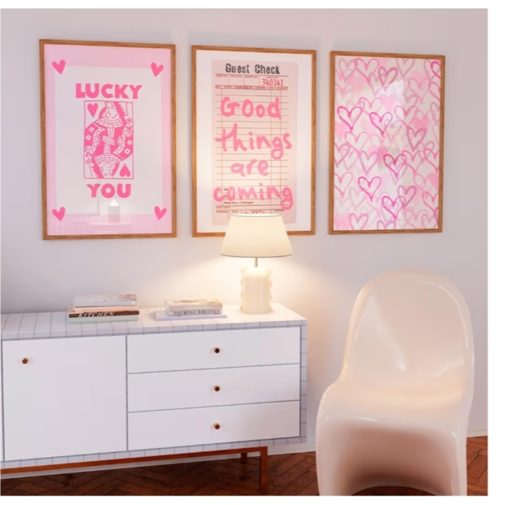 New Set of Three Pink Art Prints( Unframed)